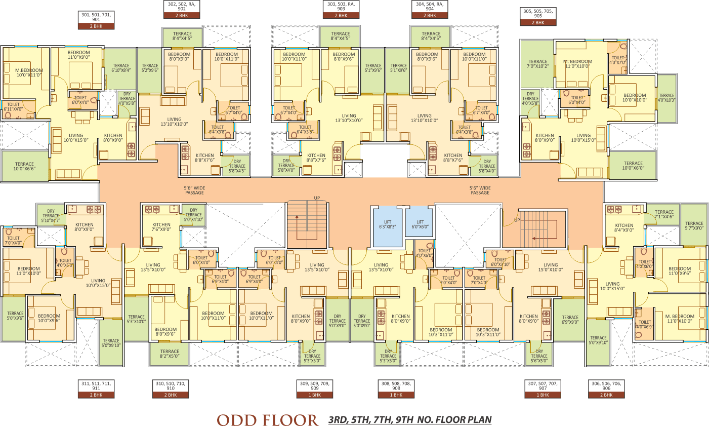 Odd Floor Plan 3rd, 5th,7th, 9th