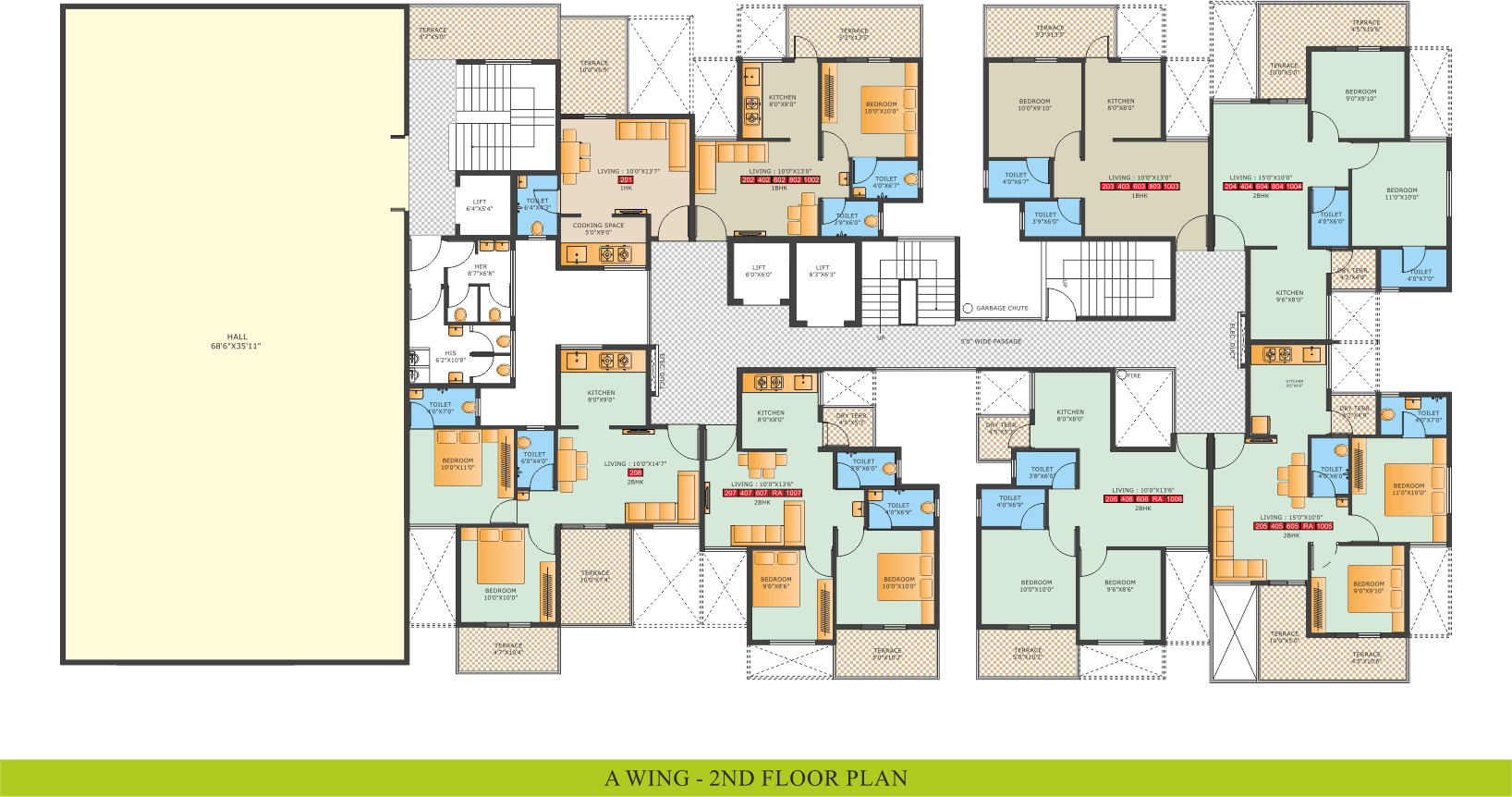 A Wing 2nd Floor Plan