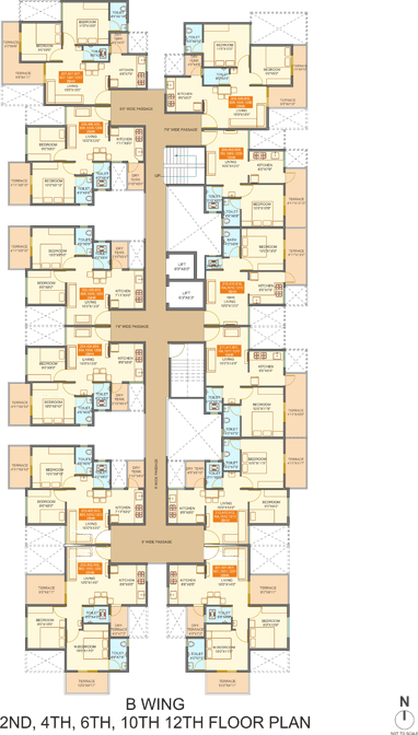 B WING 2NDD, 4TH, 6Th, 12TH FLOOR PLAN